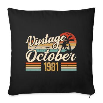 Octobre 1981 Cadeau Anniversaire - 1981 - Housse de coussin décorative 45 x 45 cm - noir - Devant