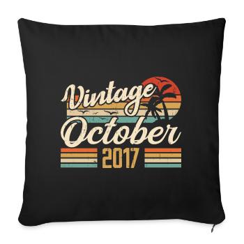 Octobre 2017 Cadeau Anniversaire - 2017 - Housse de coussin décorative 45 x 45 cm - noir - Devant