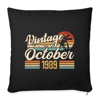 Oktober 1989 Jubiläumsgeschenk - 1989 - Sofakissenbezug 45 x 45 cm - Schwarz - Vorne