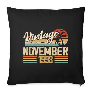 Légendaire depuis novembre 1998 - Vintage 1998 - Housse de coussin décorative 45 x 45 cm - noir - Devant