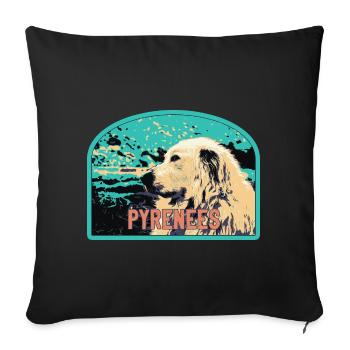 Pyrenäen-Schäferhund-Aufnäher: Berggefährte - Sofakissenbezug 45 x 45 cm - Schwarz - Vorne