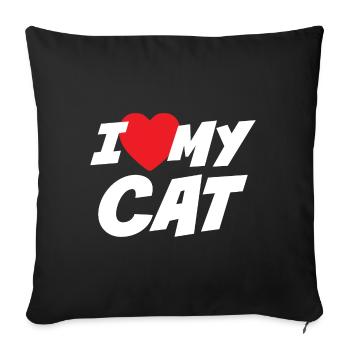 Ich liebe meine Katze - Sofakissenbezug 45 x 45 cm - Schwarz - Vorne