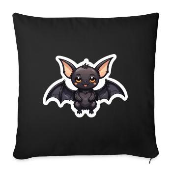 Illustration mignonne de chauve-souris - Housse de coussin décorative 45 x 45 cm - noir - Devant