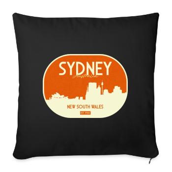 Badge rétro Sydney Skyline - Housse de coussin décorative 45 x 45 cm - noir - Devant