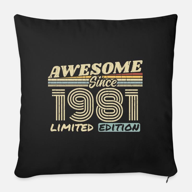 Vintage 1981 Retro - 1981 Geburtstagsgeschenk - Sofakissenbezug 45 x 45 cm - Schwarz