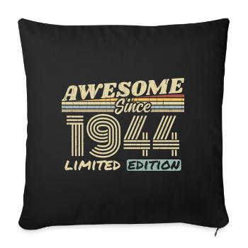 Vintage 1944 Rétro - Cadeau D’anniversaire 1944 - Housse de coussin décorative 45 x 45 cm - noir - Devant