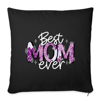 La meilleure maman de tous les temps fleurs fête des mères lettrage amour maman - Housse de coussin décorative 45 x 45 cm - noir - Devant