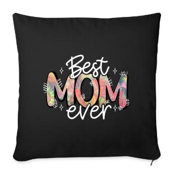 Cadeau Fête des Mères Amour Maman Meilleure Maman Jamais - Housse de coussin décorative 45 x 45 cm - noir - Devant