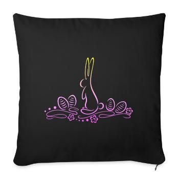 Silhouette de lapin de Pâques avec des œufs de Pâques - Housse de coussin décorative 45 x 45 cm - noir - Devant
