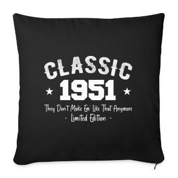 Né 1951 Vintage Cadeau Anniversaire Classic 1951 - Housse de coussin décorative 45 x 45 cm - noir - Devant