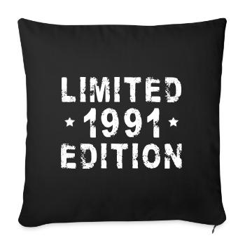 Édition limitée 1991 - Design d’anniversaire - Housse de coussin décorative 45 x 45 cm - noir - Devant