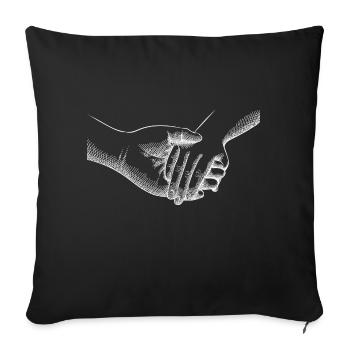 Mains tenant un croquis de couple d’amour - Housse de coussin décorative 45 x 45 cm - noir - Devant