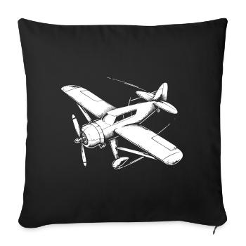 Propeller Plane Drawing - Sofa pillowcase 17,3'' x 17,3'' (45 x 45 cm) - black - Front