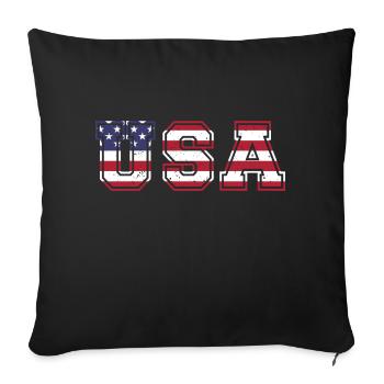 Les États-Unis aux couleurs du drapeau américain drapeau - Housse de coussin décorative 45 x 45 cm - noir - Devant