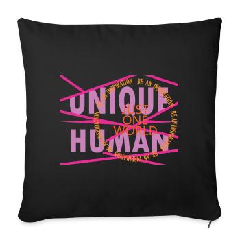 Personne unique – Juste un monde. - Housse de coussin décorative 45 x 45 cm - noir - Devant