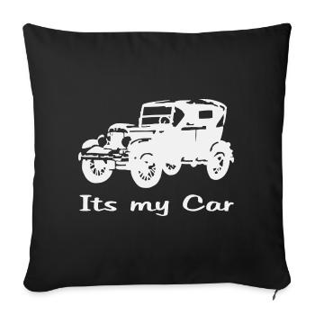 Vintage car motif with lettering - Sofa pillowcase 17,3'' x 17,3'' (45 x 45 cm) - black - Front