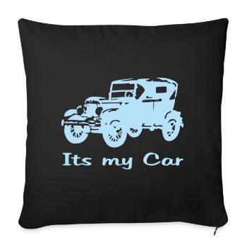 Oldtimer motiv mit Schrift - Sofakissenbezug 45 x 45 cm - Schwarz - Vorne