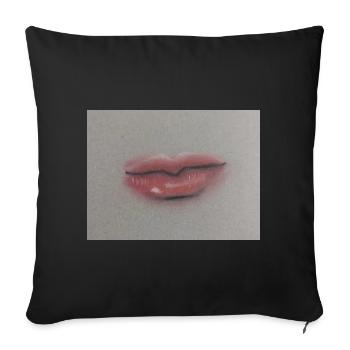 Expressive lip art on grey foil - Sofa pillowcase 17,3'' x 17,3'' (45 x 45 cm) - black - Front