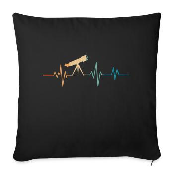 Battement de coeur rétro télescope - Housse de coussin décorative 45 x 45 cm - noir - Devant