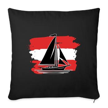 Voilier drapeau autrichien - Housse de coussin décorative 45 x 45 cm - noir - Devant