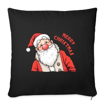 Père Noël drôle nez rouge joyeux Noël - Housse de coussin décorative 45 x 45 cm - noir - Devant