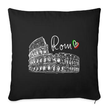 Colisée Rome dessiné à la main blanc sur noir - Housse de coussin décorative 45 x 45 cm - noir - Devant