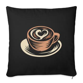 Tasse à café stylisée avec cœur Latte Art - Housse de coussin décorative 45 x 45 cm - noir - Devant