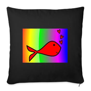 FISH. SARDINE. APRIL FOOL. SEA. OCEAN - Sofa pillowcase 17,3'' x 17,3'' (45 x 45 cm) - black - Front