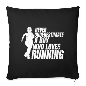 Funny Runner Boy - Sofa pillowcase 17,3'' x 17,3'' (45 x 45 cm) - black - Front