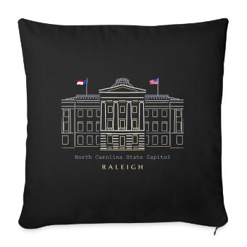Raleigh, Drawing North Carolina Capitol, USA - Sofa pillowcase 17,3'' x 17,3'' (45 x 45 cm) - black - Front