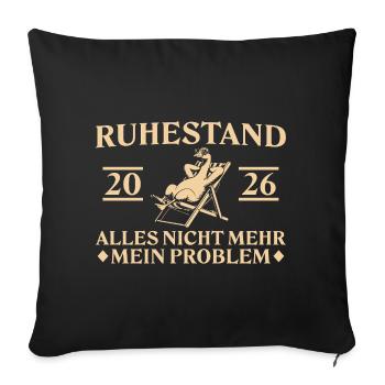 Retraite 2026 - Oie dans un transat - Housse de coussin décorative 45 x 45 cm - noir - Devant