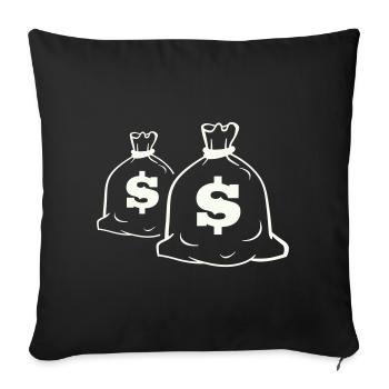 Sac d’argent motif design - Housse de coussin décorative 45 x 45 cm - noir - Devant