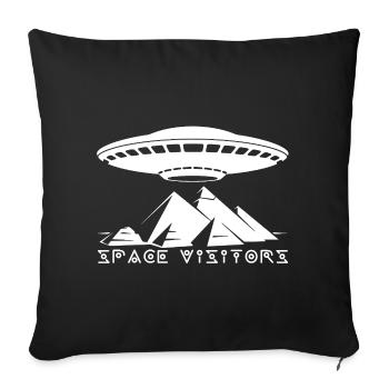 Les visiteurs et les pyramides blanches - Housse de coussin décorative 45 x 45 cm - noir - Devant