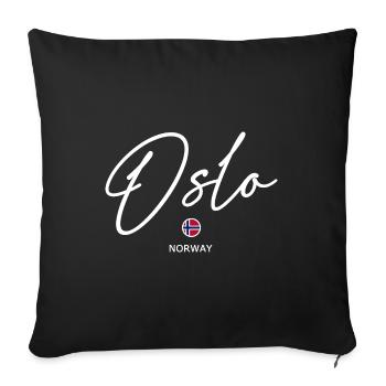 Oslo - Norway Flag - Lettering - Norge - Norwegen - Sofa pillowcase 17,3'' x 17,3'' (45 x 45 cm) - black - Front