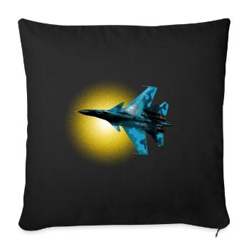 Blue Camouflage Fighter Plane Sun Circle - Sofa pillowcase 17,3'' x 17,3'' (45 x 45 cm) - black - Front