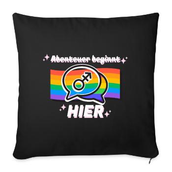 Adventure Starts Here Pride Symbol - Sofa pillowcase 17,3'' x 17,3'' (45 x 45 cm) - black - Front
