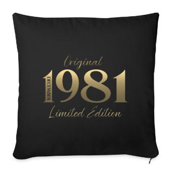 44e anniversaire Original Décembre Né en 1981 - Housse de coussin décorative 45 x 45 cm - noir - Devant