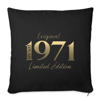 55e anniversaire Original janvier Né en 1971 - Housse de coussin décorative 45 x 45 cm - noir - Devant