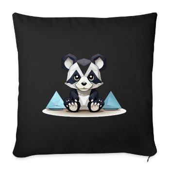 Low-Poly Panda am Eisgebirge - Sofa pillowcase 17,3'' x 17,3'' (45 x 45 cm) - black - Front