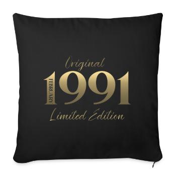 35e anniversaire février 1991 Millésime - Housse de coussin décorative 45 x 45 cm - noir - Devant
