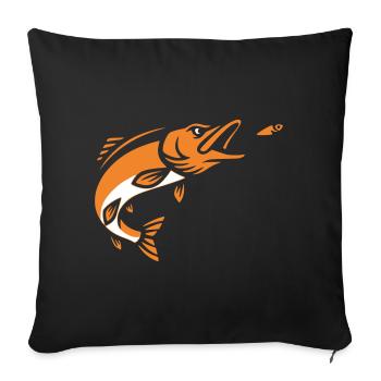 Pike Fish Jump Vector - Sofa pillowcase 17,3'' x 17,3'' (45 x 45 cm) - black - Front