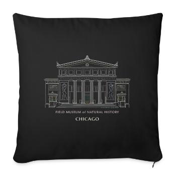 Chicago, Hand Drawing Natural History Museum - Sofa pillowcase 17,3'' x 17,3'' (45 x 45 cm) - black - Front