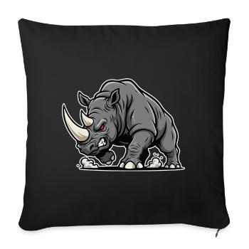 Rhinoceros Powerful Anger Wild Animal Logo - Sofa pillowcase 17,3'' x 17,3'' (45 x 45 cm) - black - Front