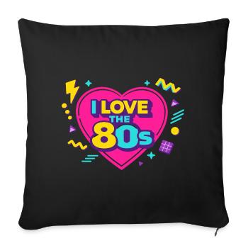 80s Retro Heart Neon Design - Sofa pillowcase 17,3'' x 17,3'' (45 x 45 cm) - black - Front