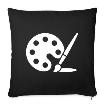 Painting, Color Palette, Brush, Art Icon - Sofa pillowcase 17,3'' x 17,3'' (45 x 45 cm) - black - Front