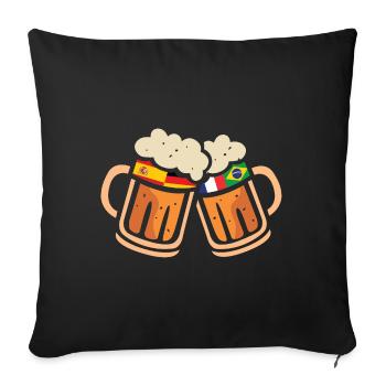 Drapeaux de bière pour la Coupe du Monde avec l’Espagne et l’Allemagne - Housse de coussin décorative 45 x 45 cm - noir - Devant