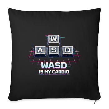 Funny Gaming Keyboard WASD My Cardio Gamer - Sofa pillowcase 17,3'' x 17,3'' (45 x 45 cm) - black - Front