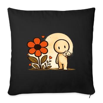 Der kleine Gedanke | Blume - Sofakissenbezug 45 x 45 cm - Schwarz - Vorne
