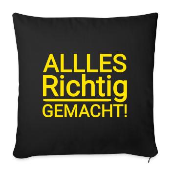 Everything done right text in yellow - Sofa pillowcase 17,3'' x 17,3'' (45 x 45 cm) - black - Front