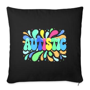 Autism Colors and Pride - Sofa pillowcase 17,3'' x 17,3'' (45 x 45 cm) - black - Front